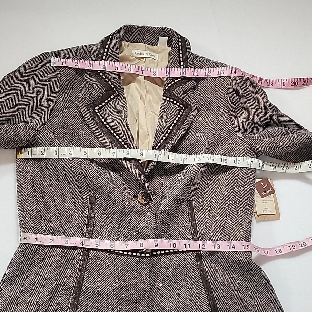 Coldwater Creek Brown Sparkle Fitted Work Business Blazer